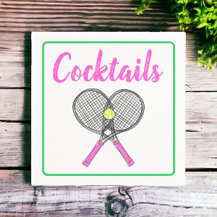 Preppy Rosa Tennis Racquets Cocktail Party Pappersservett