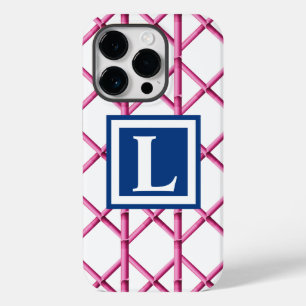 Preppy Rosa Trellis Bamboo Mönster Monogram