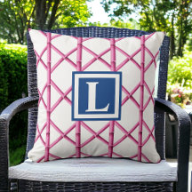 Preppy Rosa Trellis Bamboo Mönster Monogram