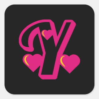 Preppy Rosa Varsity Brev Y, rosa brev y Class Fyrkantigt Klistermärke