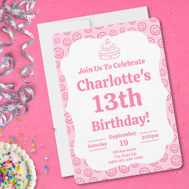 Preppy Rosa Y2K Birthday Inbjudningar