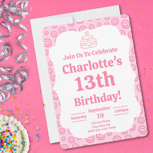 Preppy Rosa Y2K Birthday Inbjudningar