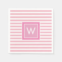 Preppy rosablommig rosa och vit randig monogram