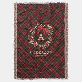 Preppy-rutig julkrans med monogram och namn filt