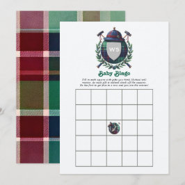 Preppy-rutig monogram baby shower-bingospel inbjudningar
