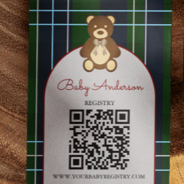 Preppy-rutig Teddybjörn Babybad-registrering Tilläggskort