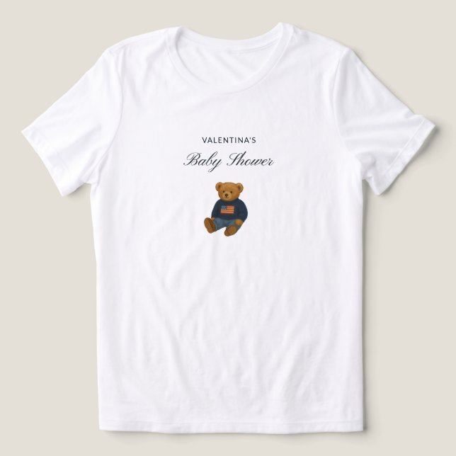 Preppy Rutig Teddybjörn Bebis Bada T-Shirt (Design Framsida)