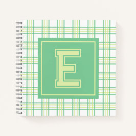 Preppy-rutig universitetsmonogram grön lime fyrkan