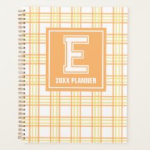 Preppy Rutig Universitetsmonogram Orange Gul