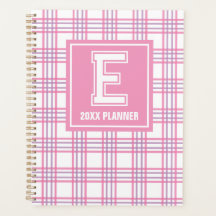 Preppy Rutig Varsity Monogram Rosa Lila