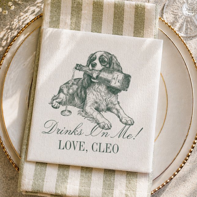 Preppy Sagegrön King Cavalier Champagne Bröllop Pappersservett (Preppy Sage Green King Cavalier Champagne Wedding Napkins)