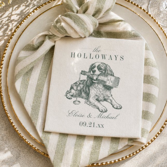Preppy Sagogrön Kavalkad Champagne Bröllop Pappersservett (Preppy Sage Green Cavalier Champagne Wedding Napkins)