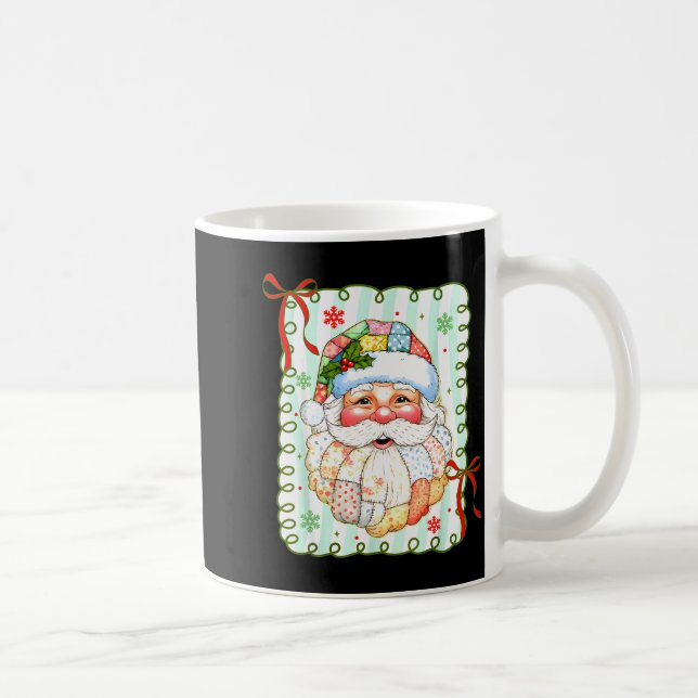 Preppy Santa Claus Christmas Patchwork Santa Xmas  Kaffemugg (Höger)
