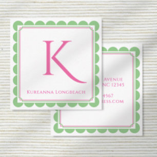 Preppy Scallop Monogram Rosa & Mint Grönt Calling Tilläggskort