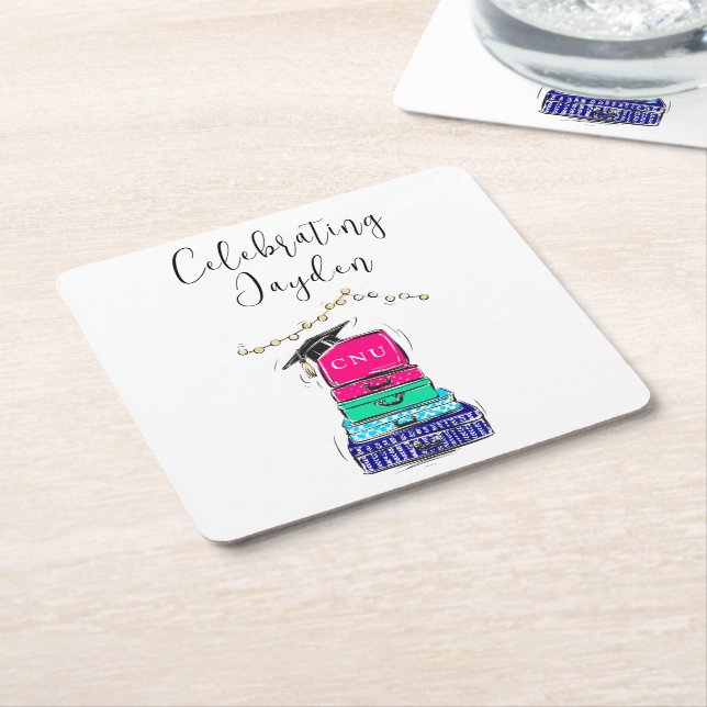 Preppy Script High School Studenten Suitcase 2023 Underlägg Papper Kvadrat (Vinklad)