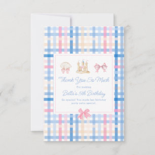 Preppy Seashell Sandcastle Pastel Gingham Tack Kort