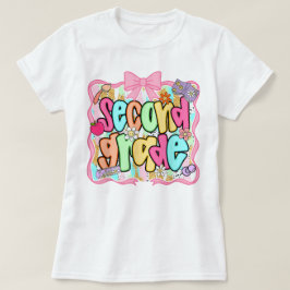 Preppy Second Grade 2nd Grade Teachers Girls T Shirt