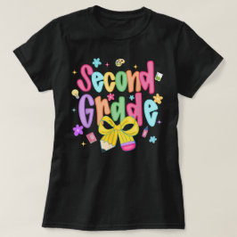 Preppy Second Grade 2nd Grade Teachers Girls T Shirt