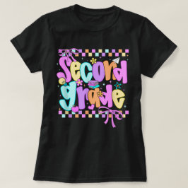 Preppy Second Grade 2nd Grade Teachers Girls T Shirt
