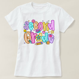 Preppy Second Grade 2nd Grade Teachers Girls T Shirt