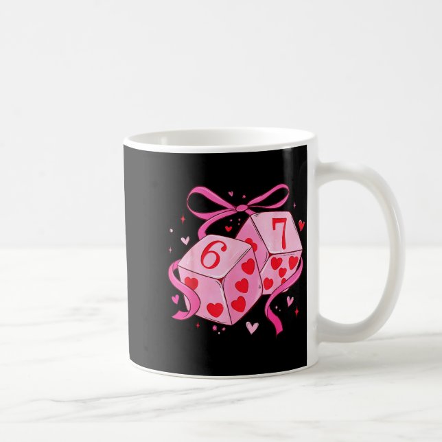 Preppy Six Seven Valentine 6 7 Meme Funny Coquette Kaffemugg (Höger)