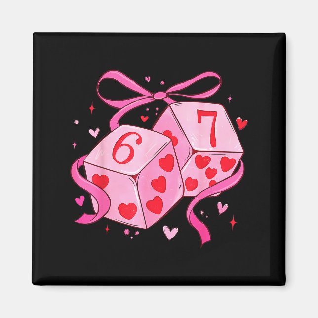Preppy Six Seven Valentine 6 7 Meme Funny Coquette Magnet (Framsidan)