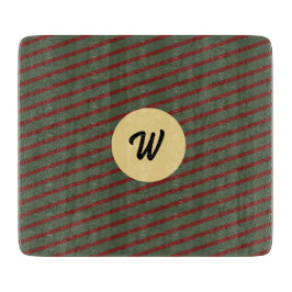 Preppy skoggrön och burgunderrandig monogram
