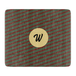 Preppy Skoggrön och vinröd randig monogram