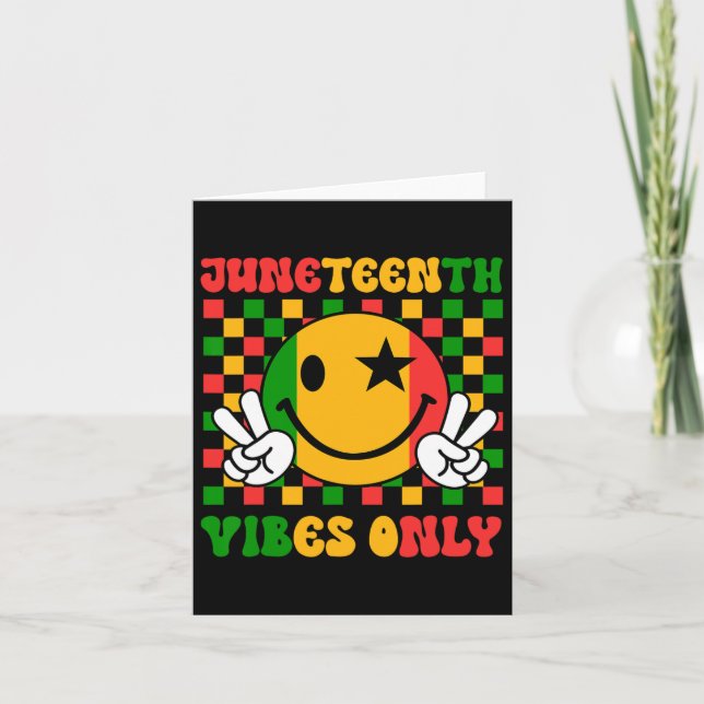 Preppy Smile Ansikte Groovy Junetelfte Vibes Endas Kort (Framsida)
