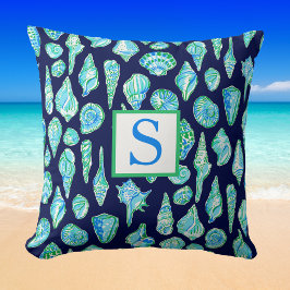 Preppy Snigelskal Monogram / Kustnära Strand Navy Kudde