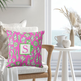 Preppy Snigelskal / Monogram Rosa Kustnära Strand Kudde