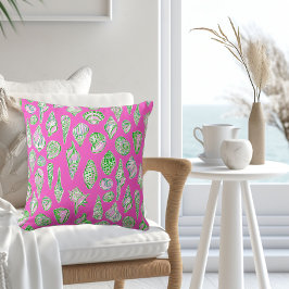 Preppy Snigelskal / Rosa Grönt Kustnära Strandhus Kudde