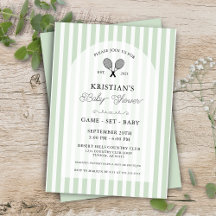 Preppy Soft Grönt Tennis Land Klubb Baby Shower