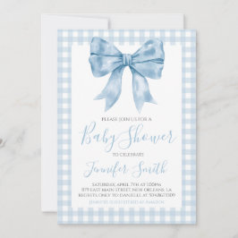 Preppy Southern Blue Bow Boy Shower Inbjudningar
