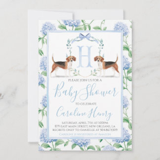 Preppy Southern Blue Boy Beagle Baby Shower Inbjudningar