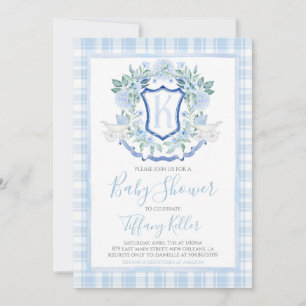 Preppy Southern Blue Boy Carriage Baby Shower Inbjudningar