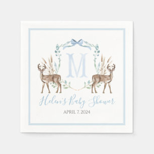 Preppy Southern Blue Boy Hjort Baby Shower Pappersservett