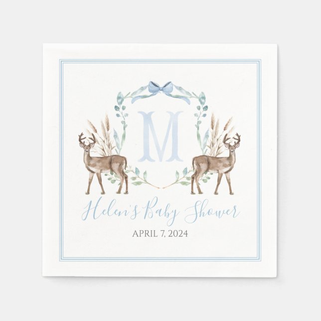 Preppy Southern Blue Boy Hjort Baby Shower Pappersservett (Framsidan)