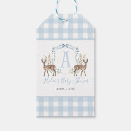 Preppy Southern Blue Boy Hjort Baby Shower Presentetikett
