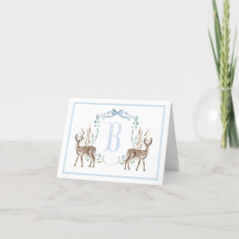 Preppy Southern Blue Boy Hjort Baby Shower Tack Kort