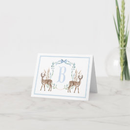 Preppy Southern Blue Boy Hjort Baby Shower Tack Kort