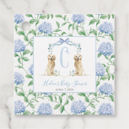 Preppy Southern Blue Boy Hund Baby Shower Gåvor Etiketter