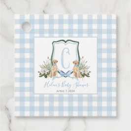 Preppy Southern Blue Boy Hund Baby Shower Gåvor Etiketter