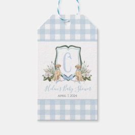 Preppy Southern Blue Boy Hund Baby Shower Gift Mär Presentetikett