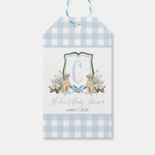 Preppy Southern Blue Boy Hund Baby Shower Gift Mär Presentetikett