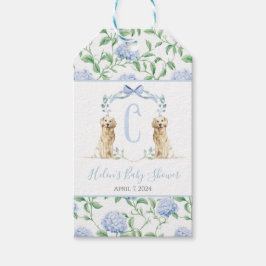Preppy Southern Blue Boy Hund Baby Shower Gift Mär Presentetikett