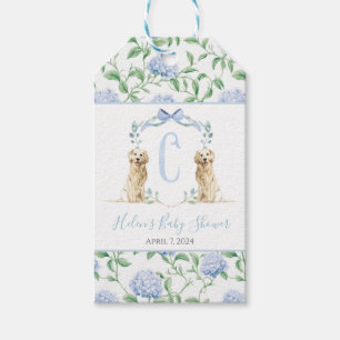 Preppy Southern Blue Boy Hund Baby Shower Gift Mär Presentetikett