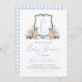 Preppy Southern Blue Boy Hund Baby Shower Inbjudningar