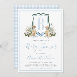 Preppy Southern Blue Boy Hund Baby Shower Inbjudningar