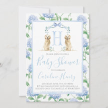 Preppy Southern Blue Boy Hund Baby Shower